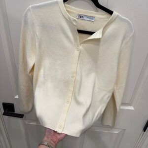 Zara Cream Button-Up Cardigan
